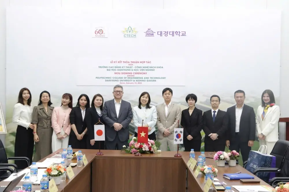 CTECH ký kết thỏa thuận hợp tác 3 bên với Đại học Daekyeung (Hàn Quốc) và Học viện Nishino (Nhật Bản)
