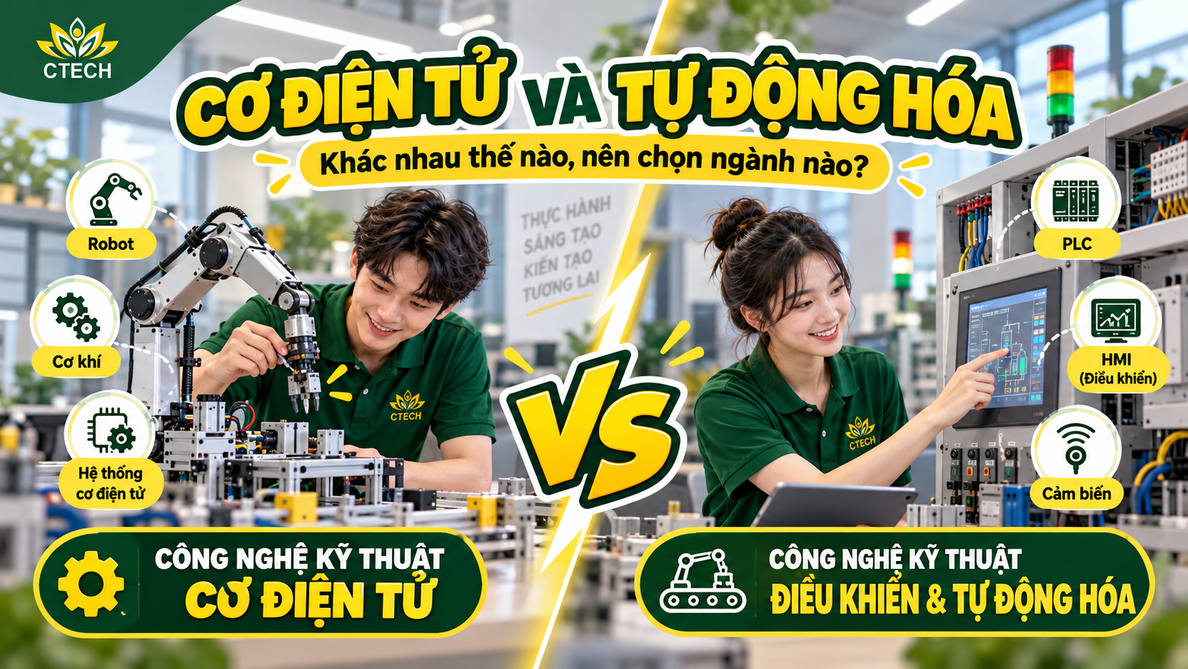 Công nghệ kỹ thuật cơ điện tử và Công nghệ kỹ thuật điều khiển & tự động hóa: Khác nhau thế nào, nên chọn ngành nào?